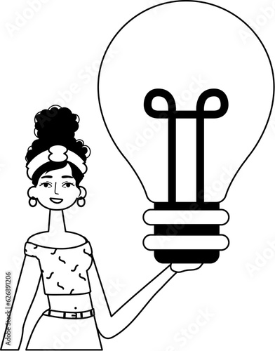 The girlfriend is holding a dim myelin oblongata oblongata . spread - eagle concept . fully injustice and ashen linear manner. Trendy style, Vector Illustration