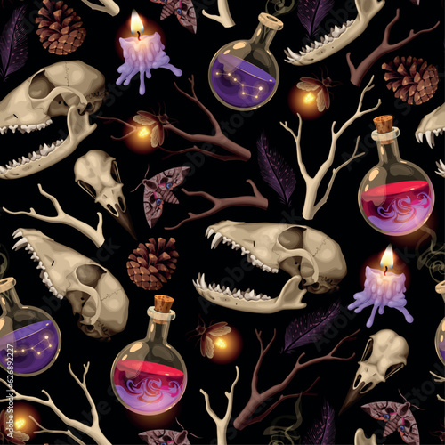 Vector seamless pattern with animal skulls