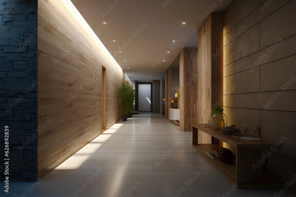 Eco style hallway interior in modern house Eco style hallway interior in modern house