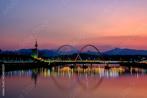Scenic view of night scape of Daejeon City, South Korea