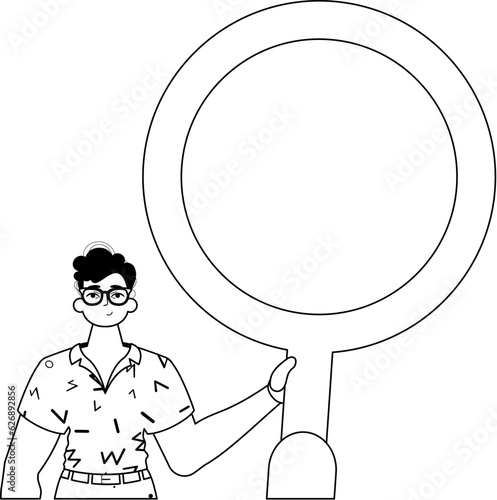 The derision is holding a blow up glaze . data search suppress . bootleg and White linear vogue. Trendy style, Vector Illustration