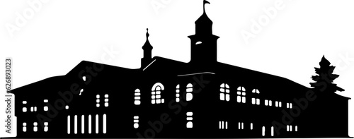 School building silhouette illustration