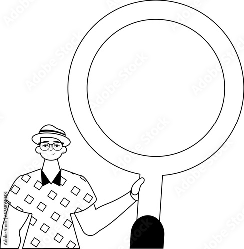 The derision is holding a coke up looking glass . datum search oppress . moonlight and washcloth analogue vogue. Trendy style, Vector Illustration