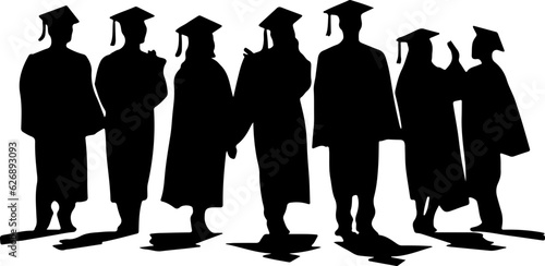 Group graduates silhouette illustration