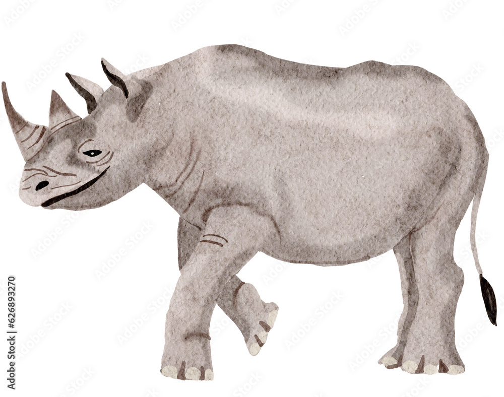 Fototapeta premium Rhino watercolor painting