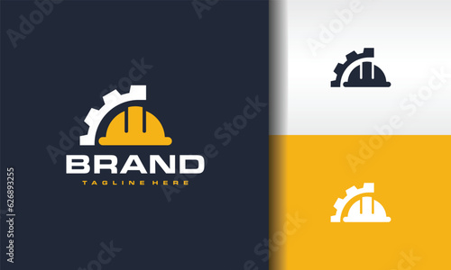 gear helmet hat construction logo
