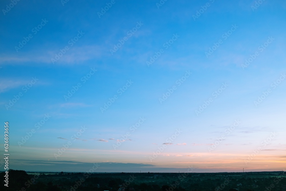 Beautiful dawn sky with clouds background. Sky with clouds, good weather, nature cloud blue