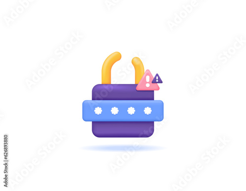 Warning password has been hacked and leaked. Notification of an error occurred in the security and protection system. Alert for suspicious activity on your account. user privacy protection. symbols