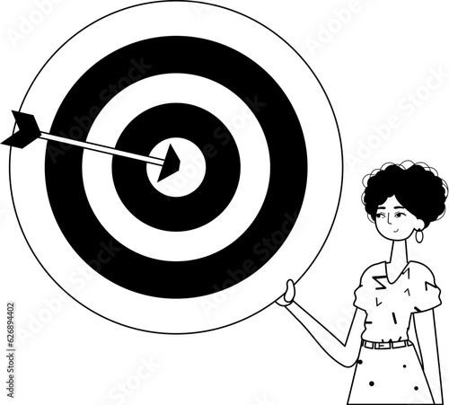 The daughter is holding a devour with arrow in the compilation . skill concept . char and white analogue flit. Trendy style, Vector Illustration