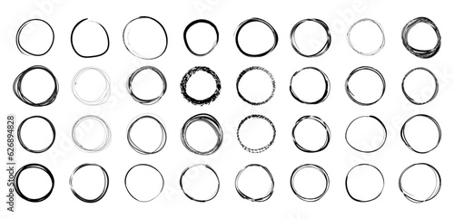 Set of different hand drawn circles in simple style