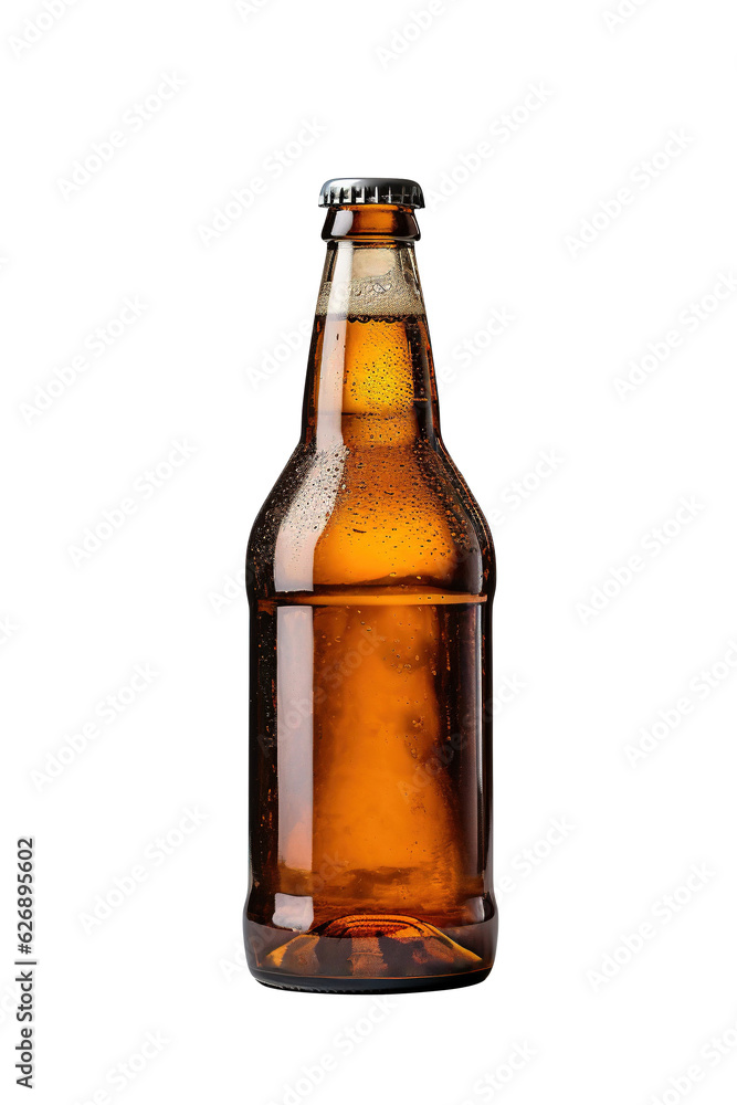 Bottle of beer with drops isolated on transparent background. Generative Ai Bottle of beer with drops isolated on transparent background. Generative Ai