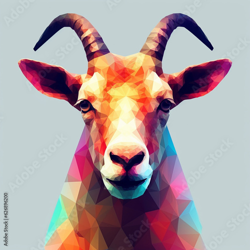 Colorful low poly geometric goat animal full body AI Generated Image