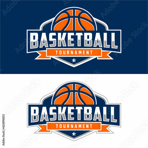 Basketball club logo, emblem, designs with ball. Sport badge vector illustration