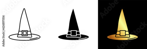 The Witch's Hat Icon represents a traditional pointed hat typically associated with witches in folklore and popular culture.