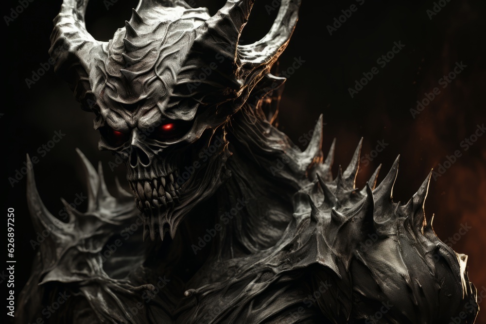 Fototapeta premium Demon, lord of darkness portrait. Beautiful illustration picture. Generative AI