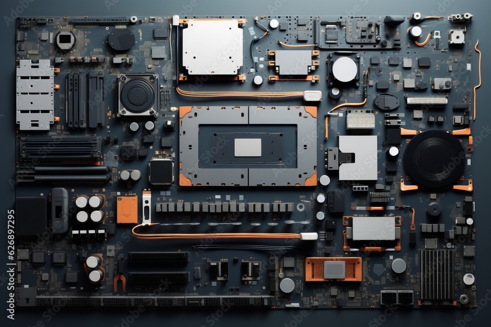 Desktop layout, deconsructed. Beautiful illustration picture. Generative AI Desktop layout, deconsructed. Beautiful illustration picture. Generative AI