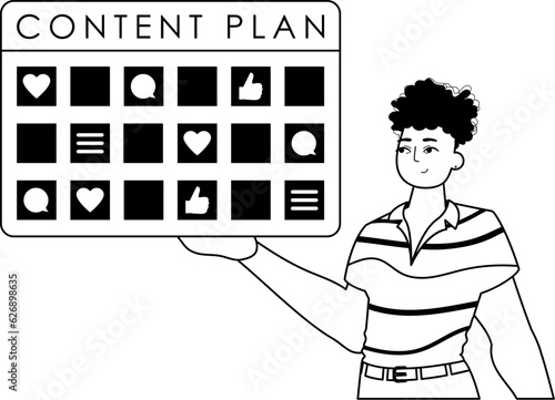 Guy and message plan . social medium promotion theme . bootleg and White analogue stylus. Trendy style, Vector Illustration