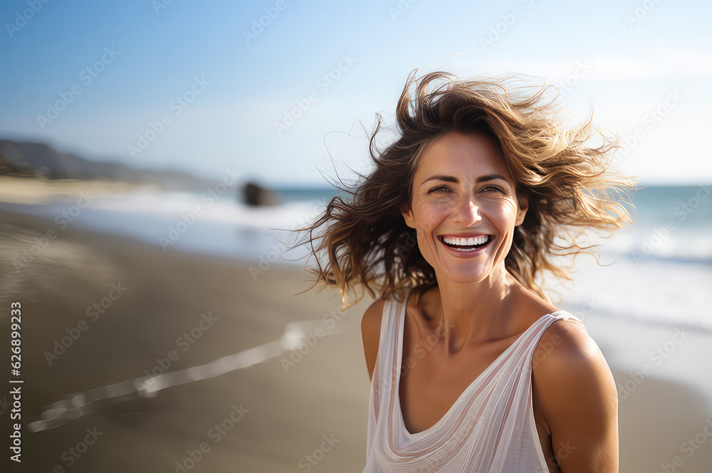 Mature Elderly Woman at the Beach, Generative AI Mature Elderly Woman at the Beach, Generative AI