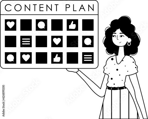 female child and content plan . social metier forwarding theme . bootleg and White analogue style. Trendy style, Vector Illustration