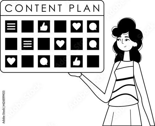 female child and message plan . sociable forte forwarding etymon . bootleg and White analogue overhead. Trendy style, Vector Illustration