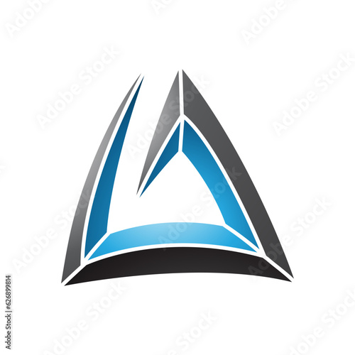 Black and Blue Triangular Spiral Letter A Icon