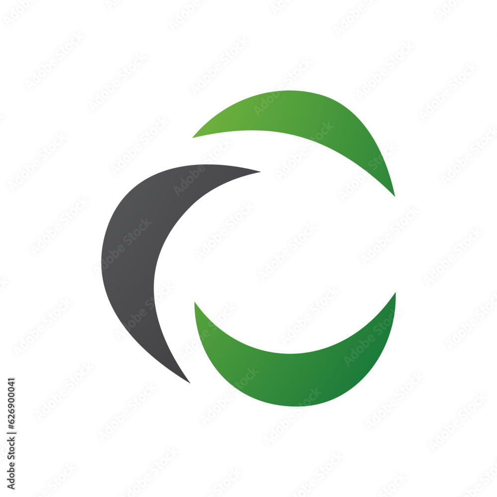 Black and Green Crescent Shaped Letter C Icon Black and Green Crescent Shaped Letter C Icon