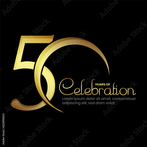 50 years of celebration monogram on black background