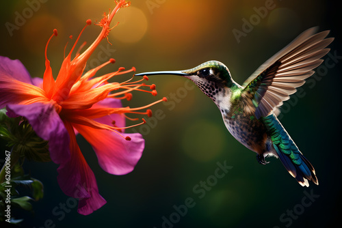 A hummingbird drinking nectar from a flower © Ployker