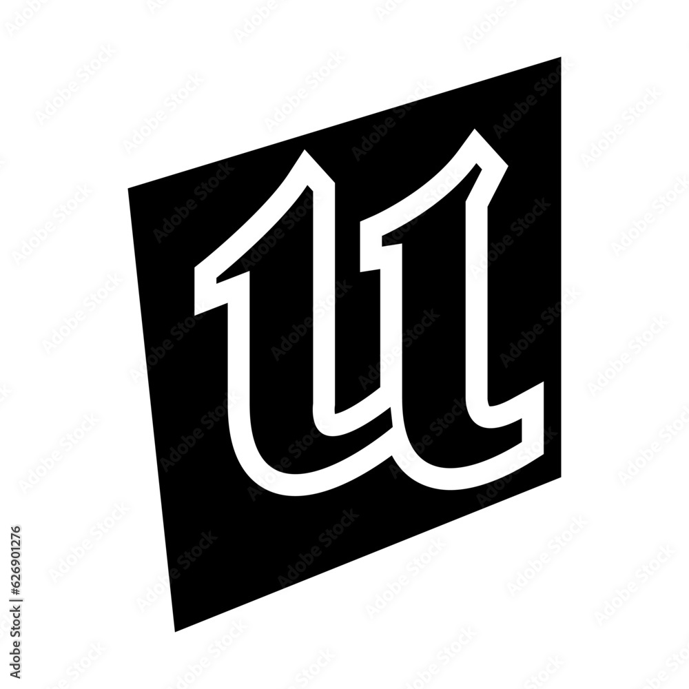 Black Distorted Square Shaped Letter U Icon Black Distorted Square Shaped Letter U Icon