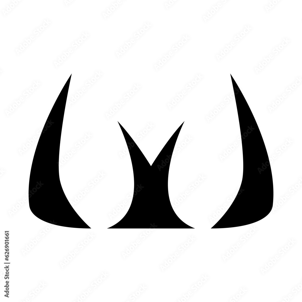 Black Horn Shaped Letter W Icon Black Horn Shaped Letter W Icon