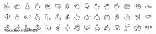 Fényképezés Hand gesture emojis line icons set