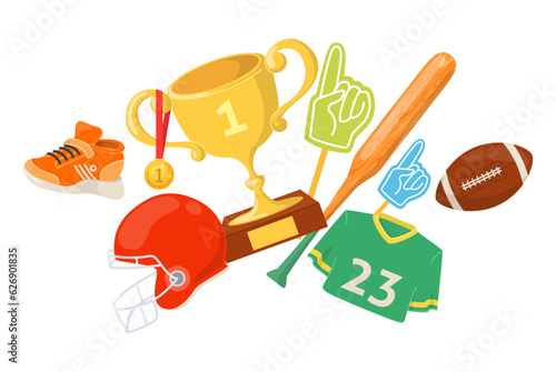 Professional sport, training and reward prize staff vector poster
