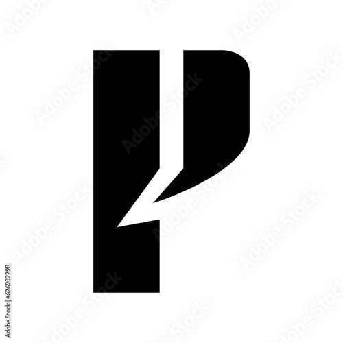 Black Letter P Icon with a Bold Rectangle