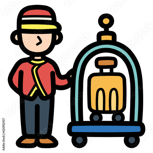 bellboy filled outline icon style