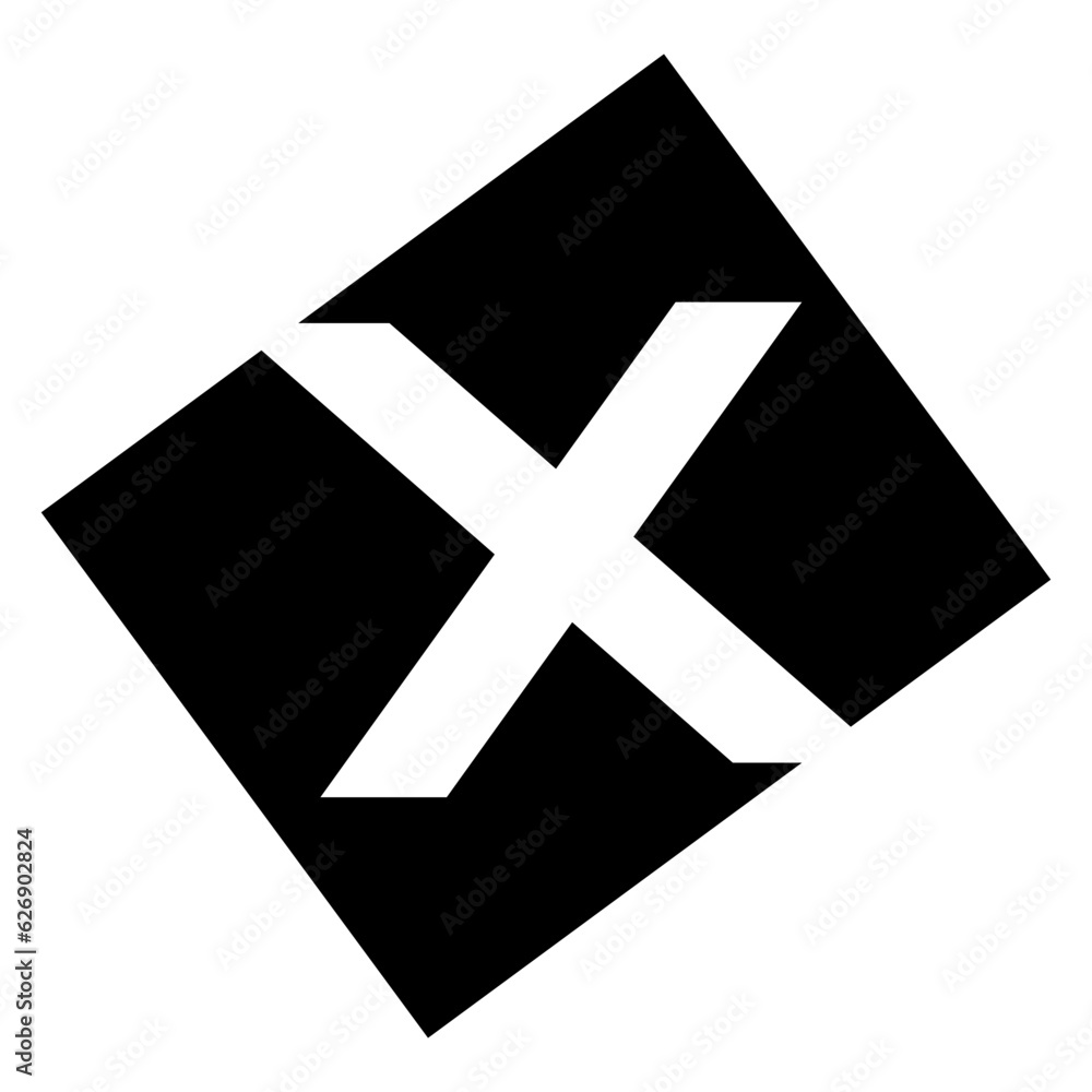 Obraz premium Black Rectangle Shaped Letter X Icon