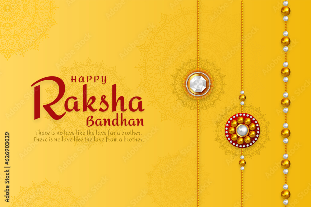 Raksha Bandhan Yellow Decorative Card Design Creative Vector