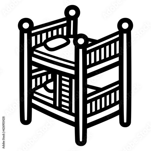 bunk bed line icon style