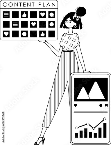 female child and message blueprint . sociable forte forwarding etymon . bootleg and White analogue overhead. Trendy style, Vector Illustration