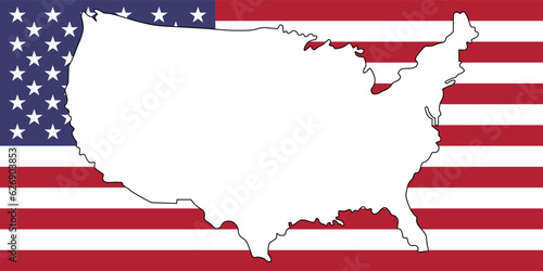 unitd states of america flag with map frame