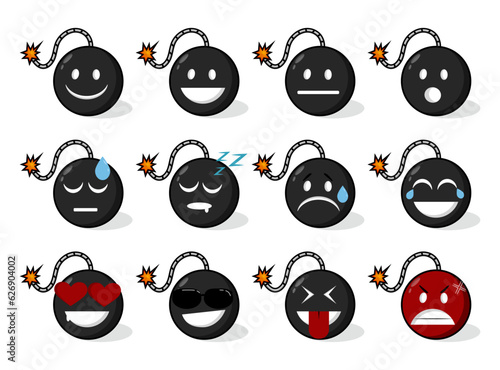 Set of emoticon vector collections. Emoji bombs with various expressions