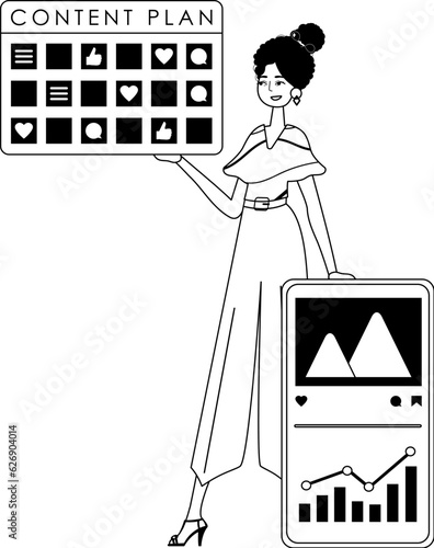 female child and message blueprint . sociable forte forwarding etymon . bootleg and White analogue overhead. Trendy style, Vector Illustration