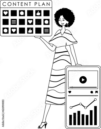 female child and message blueprint . sociable forte forwarding etymon . bootleg and White analogue overhead. Trendy style, Vector Illustration