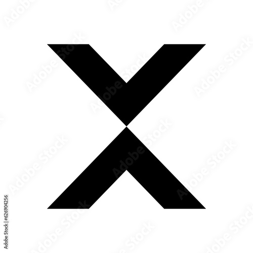 Black V Shaped Letter X Icon