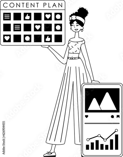 female child and message blueprint . sociable forte forwarding etymon . bootleg and White analogue overhead. Trendy style, Vector Illustration