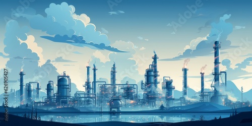 Industrial factories silhouette background. Beautiful illustration picture. Generative AI © standret