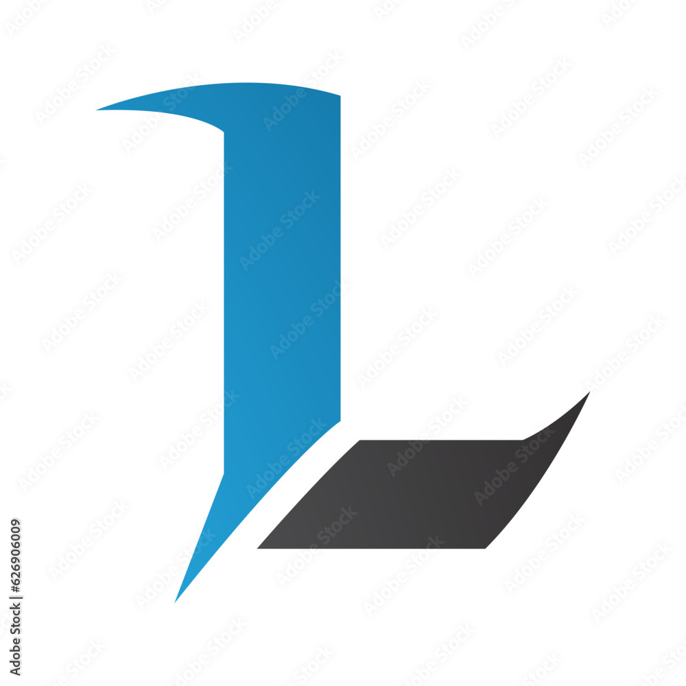 Blue and Black Letter L Icon with Sharp Spikes Blue and Black Letter L Icon with Sharp Spikes