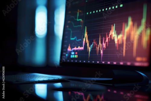 Stock exchange chart analysis background, monitor with crypto exchange chart. trading and market analysis.
