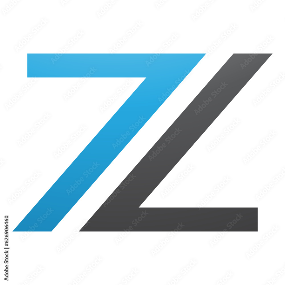 Blue and Black Number 7 Shaped Letter Z Icon Blue and Black Number 7 Shaped Letter Z Icon