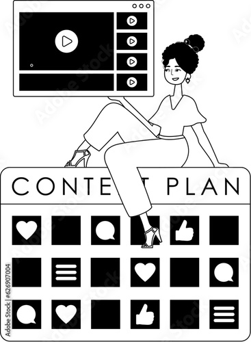 female child and message blueprint . sociable forte forwarding etymon . bootleg and White analogue overhead. Trendy style, Vector Illustration