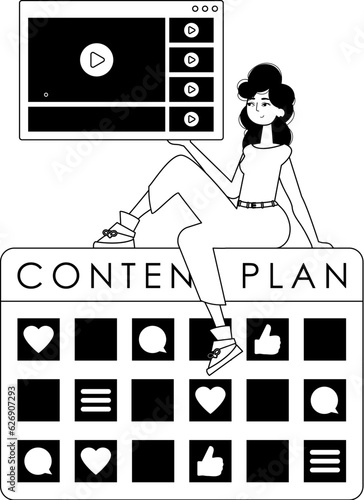 female child and message blueprint . sociable forte forwarding etymon . bootleg and White analogue overhead. Trendy style, Vector Illustration